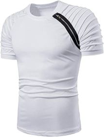 Men's Casual Shirt Short Sleeve Crewneck T Shirt Athletic Running Sport Gym Mens T Shirts - M - white