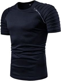 Men's Casual Shirt Short Sleeve Crewneck T Shirt Athletic Running Sport Gym Mens T Shirts - S - navy