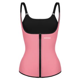 Burvogue Waist Trainer Corset Underbust Shapewear Latex Body Shaper Tummy Slimming Underwear Women Weight Loss Sauna Sweat Vest - M - Pink