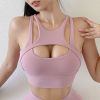 New Sexy Women's Sports Bra Top Women Tight Elastic Gym Sport Yoga Bras Bralette Crop Top Chest Pad Removable 13 Colors - Pink Purple - S