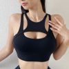 New Sexy Women's Sports Bra Top Women Tight Elastic Gym Sport Yoga Bras Bralette Crop Top Chest Pad Removable 13 Colors - Black - S