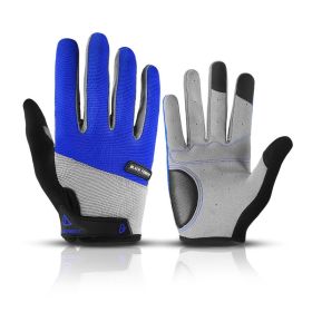 Bicycle Full Finger Cycling Bike Gloves Absorbing Sweat for Men and Women Bicycle Riding Outdoor Sports Protector - Blue 1 - L