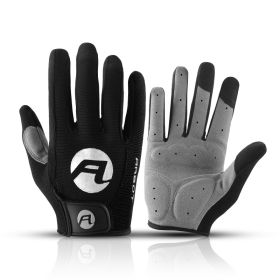 Bicycle Full Finger Cycling Bike Gloves Absorbing Sweat for Men and Women Bicycle Riding Outdoor Sports Protector - Black - XL