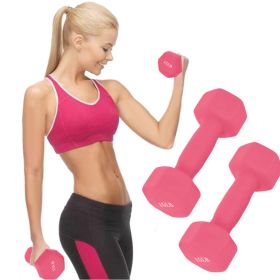 A Pair Dumbbell Barbell Neoprene Coated Weights 6/8/10/12/15 Pound Pink - Pink_I01CZY200820301E