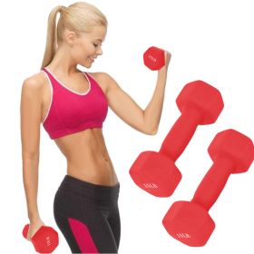 A Pair Dumbbell Barbell Neoprene Coated Weights 6/8/10/12/15 Pound Red - Red_I01CZY200819301E