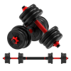 Home Indoor Cardio Gym Adjustable Weights Dumbbells Set - Black & Red - 20 KG