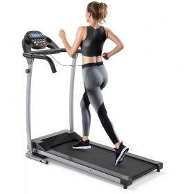 Compact Electric Folding Running and Fitness Treadmill with LED Display - Black