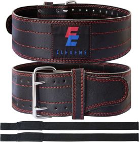 Weight Lifting Belt Leather Fitness Belt for Strength Training Unisex Black - Red and Black - Leather