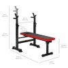 Adjustable Folding Fitness Barbell Rack and Weight Bench for Home Gym;  Strength Training - Red