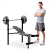 CB-20111 Standard Adjustable Weight Bench with 80 lbs Weight Set - black