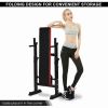 Adjustable Folding Fitness Barbell Rack and Weight Bench for Home Gym;  Strength Training - Red