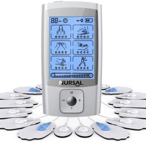 NURSAL TENS EMS Unit Upgraded 24 Modes Muscle Stimulator with 16 Electrode Pads Rechargeable Electronic Massager for Pain Relief & Muscle Therapy