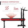 Adjustable Folding Fitness Barbell Rack and Weight Bench for Home Gym;  Strength Training - Red