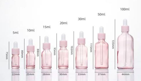 Glass Fine Oil Bottle Avoid Light Glue Head Dropper Bottle  Stock Bottling Cosmetics (Option: Pink-50ml)